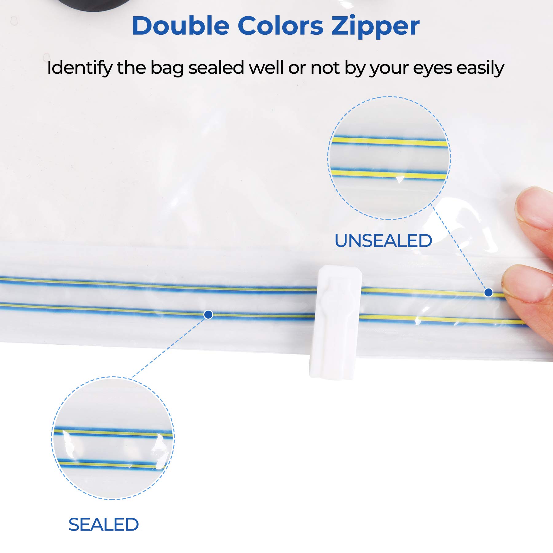 Vacuum Storage Bags for Clothes & Bedding - Space Saving Compression Bags with Double-Zip Seal, No Pump Needed (White) - Perfect for Seasonal Storage, Travel & Home Organization
