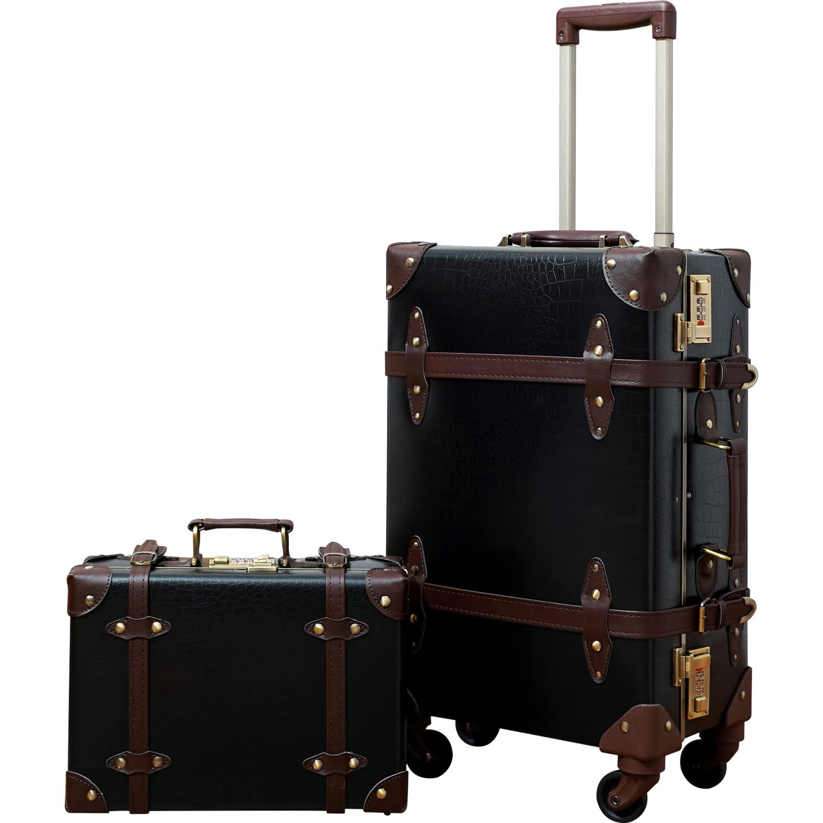 Urecity Vintage Luggage Set of 2 - Retro Wheeled Suitcases for Men & Women (20