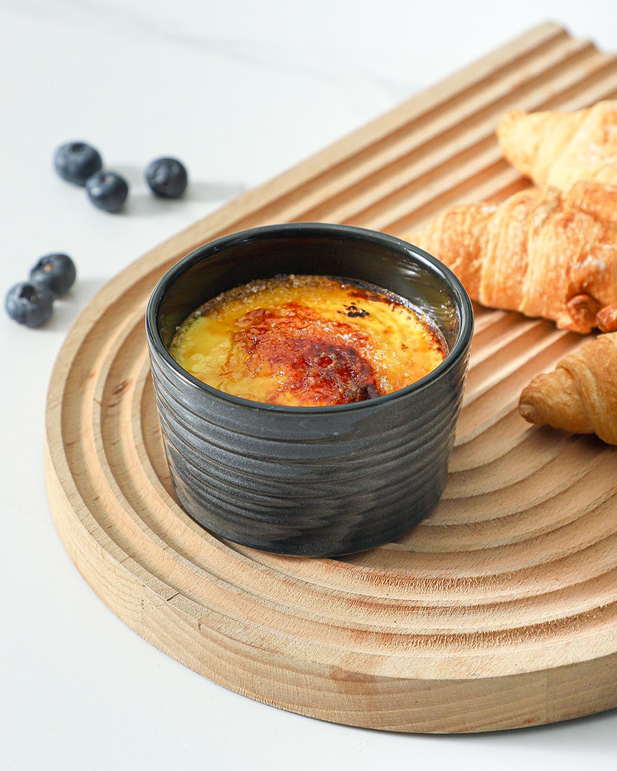 Hasense 8 oz Ceramic Ramekins Set of 6 - Oven Safe Souffle Dishes & Porcelain Dipping Bowls for Creme Brulee, Pudding, Custard, Ice Cream (Grey) - Perfect for Baking, Serving Dips & Dessert Presentation