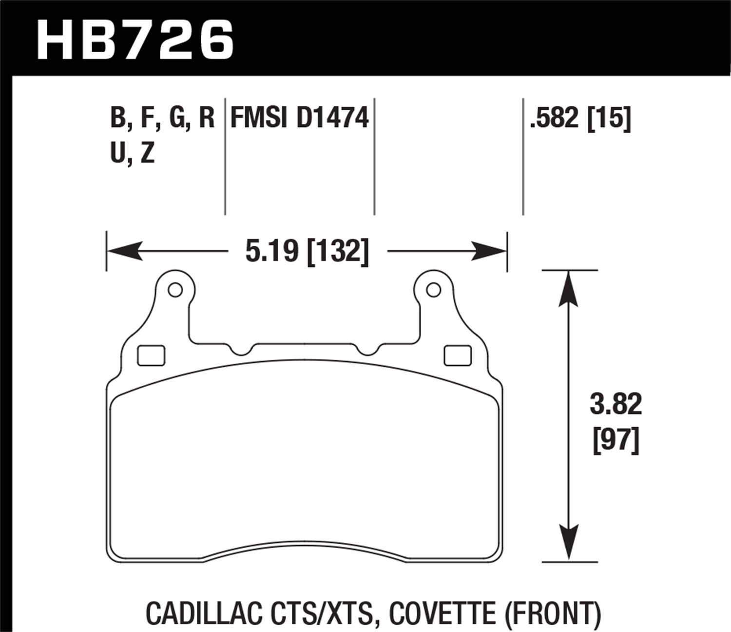 HB726B.582 HPS 5.0 High-Performance Street Brake Pads for Cars & Trucks - Perfect for Daily Driving & Commuting