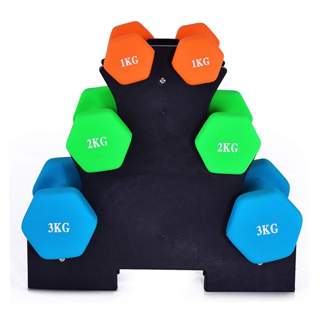 **NYKK Universal Neoprene Dumbbell Set (1kg+2kg+3kg) for Men & Women - Home Gym Fitness Equipment with Storage Rack - Perfect for Strength Training, Toning & Full-Body Workouts**