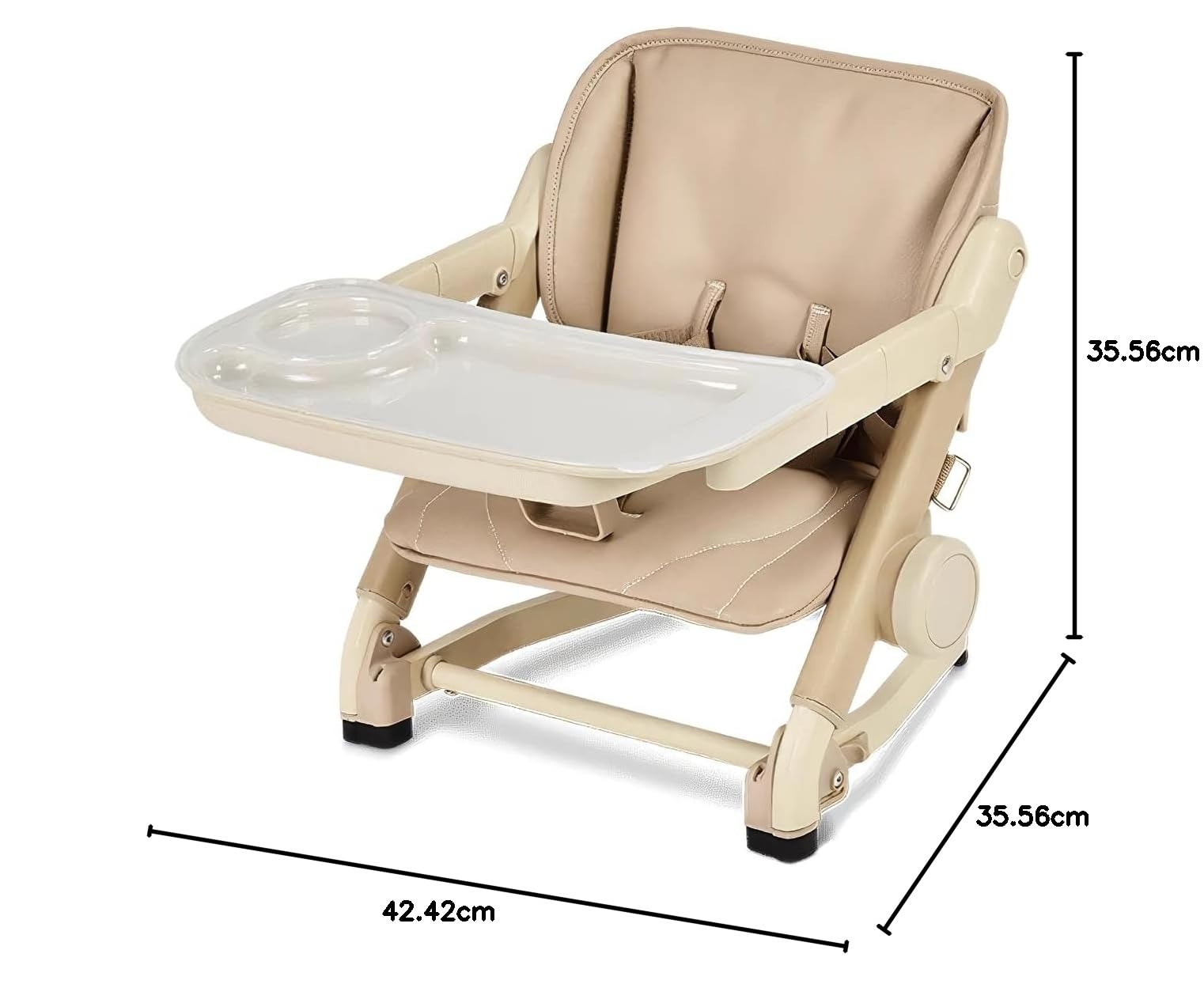 Voltz Toys Feed Me 3-in-1 Travel Booster Seat for Kids & Babies - Adjustable, Foldable, Portable High Chair with Safety Harness - Perfect for Dining, Travel & Outdoor Use (Tan)