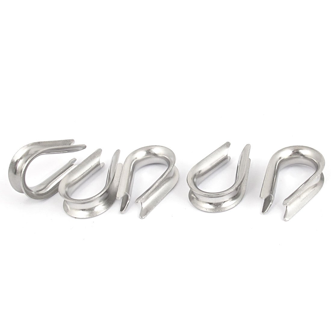 5 Pcs 304 Stainless Steel Wire Rope Fittings Set - 5mm Cable Thimbles & Clips for Lifting, Marine, and DIY Projects - Heavy Duty Commercial Grade Hardware for Ropes, Chains, and Rigging