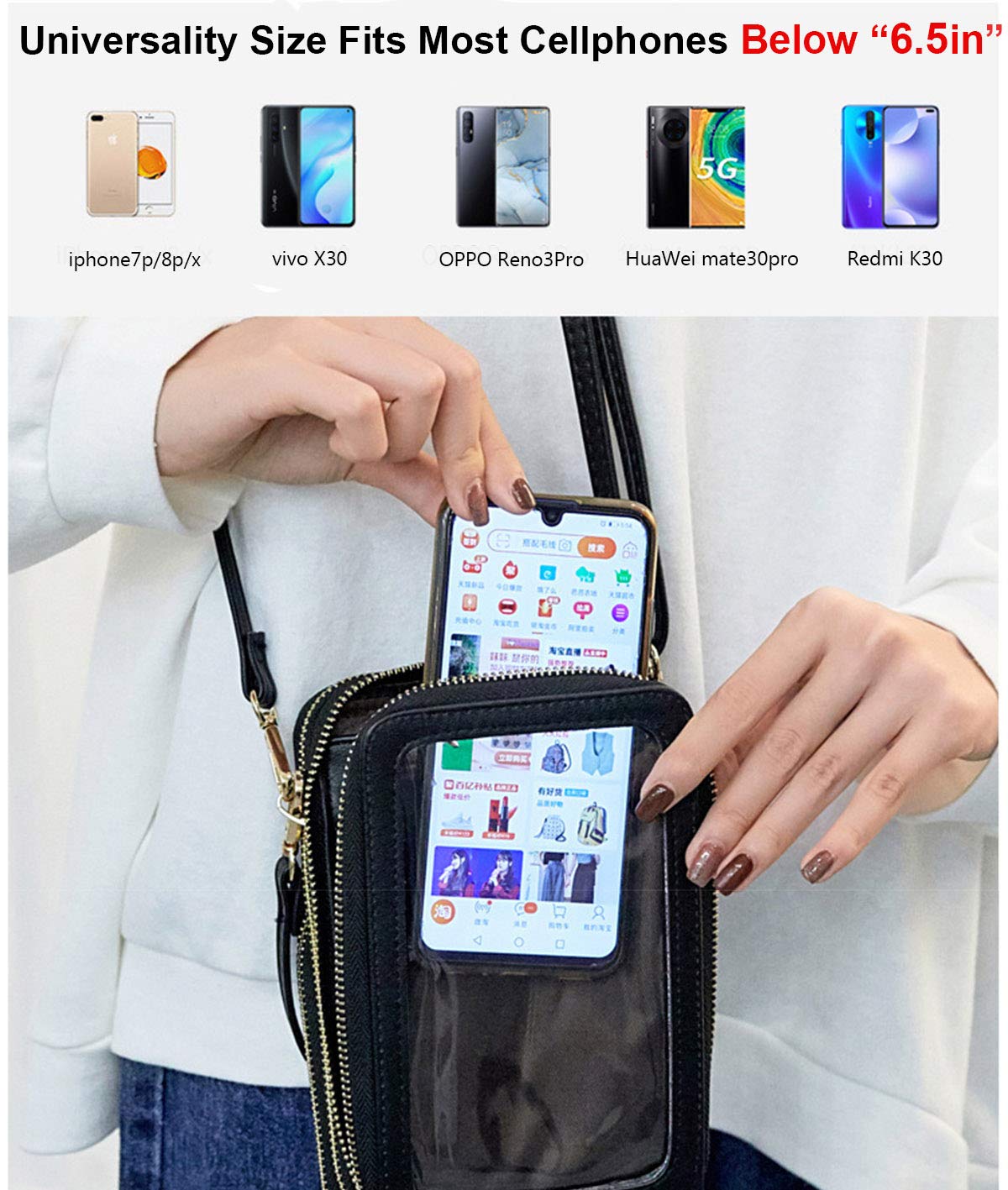 Women's Touch Screen Crossbody Phone Bag - Small Shoulder Purse with Credit Card Slots | RFID Blocking Wallet Handbag for iPhone & Android | Perfect for Travel, Shopping & Daily Use