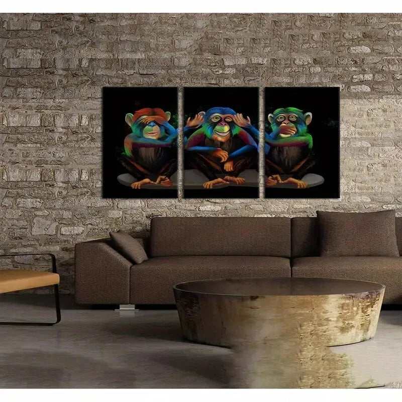 3-Piece See No Evil Hear No Evil Speak No Evil Metal Wall Art - Ready to Hang Home Decor for Living Room, Bedroom & Office