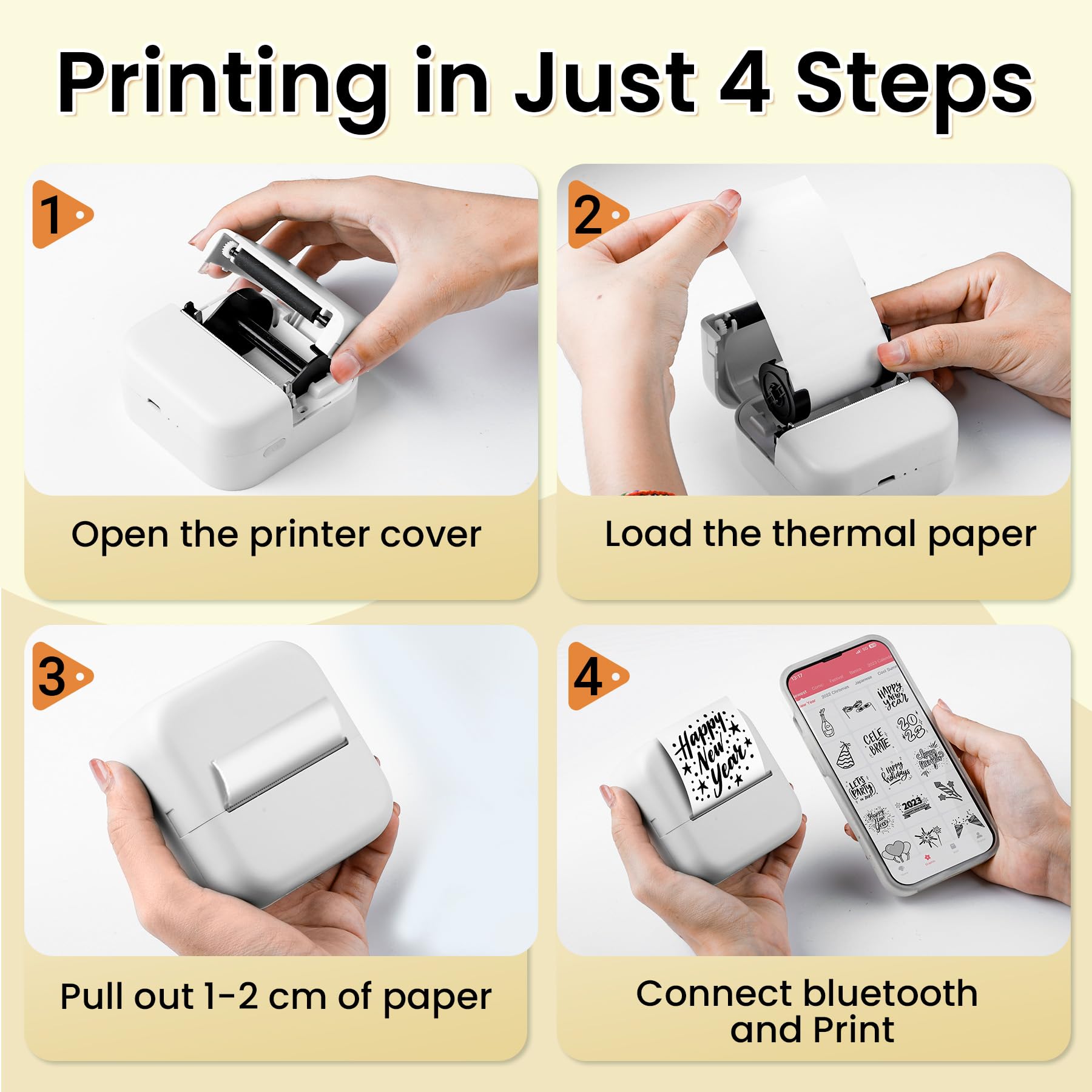 Print Pods Mini Sticker Printer - Portable Thermal Printer for Study Notes, DIY Crafts & To-Do Lists | Wireless iOS & Android Compatible | Perfect for Students, Journaling & Planner Organization