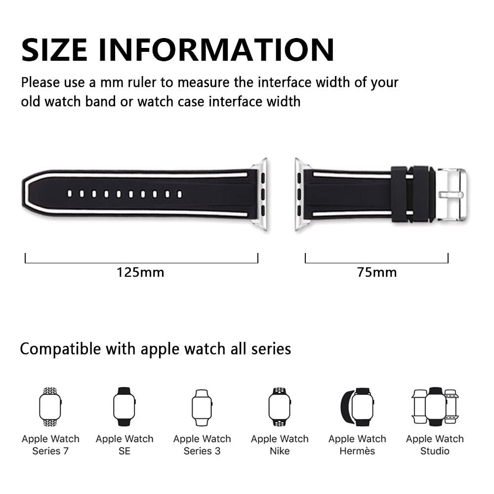 Compatible with Apple Watch Bands 49mm 42mm - Silicone Sport Strap for iWatch Series 10/9/8/7/6/5/4/3 Ultra 2 SE - Durable Rubber Watch Band for Men Women - Perfect for Swimming, Running & Daily Wear