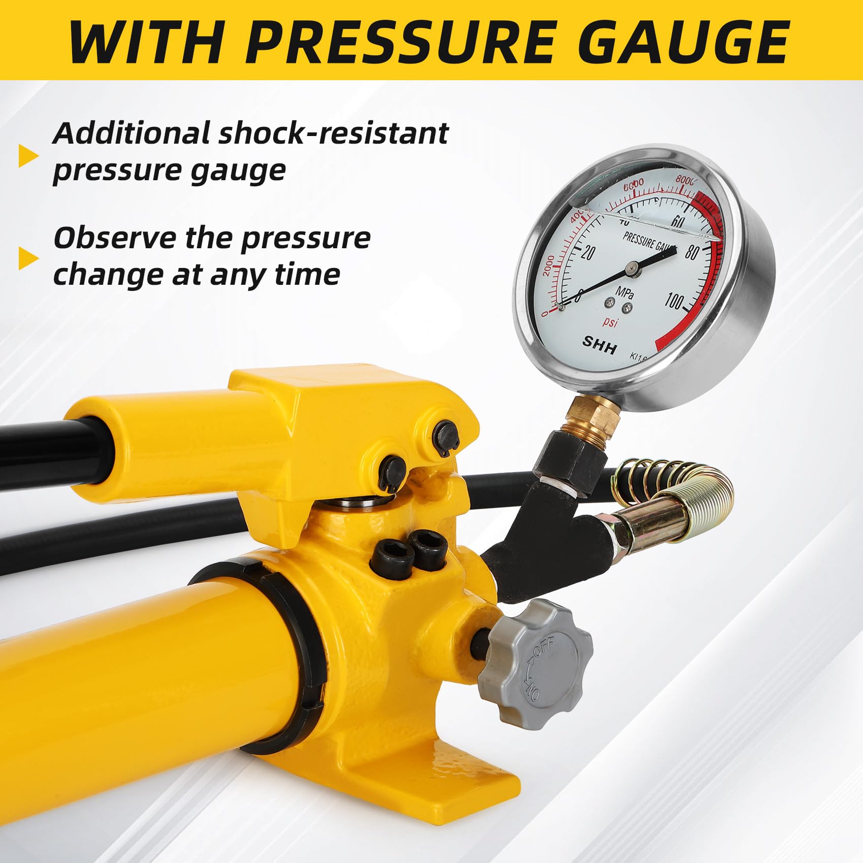 CP-700 Hydraulic Power Hand Pump - 2 Speed 900cc High Pressure Portable Hydraulic Pump (10000 PSI) with Pressure Oil Gauge - Ideal for Automotive Repair, Construction Equipment, and Industrial Hydraulic Systems