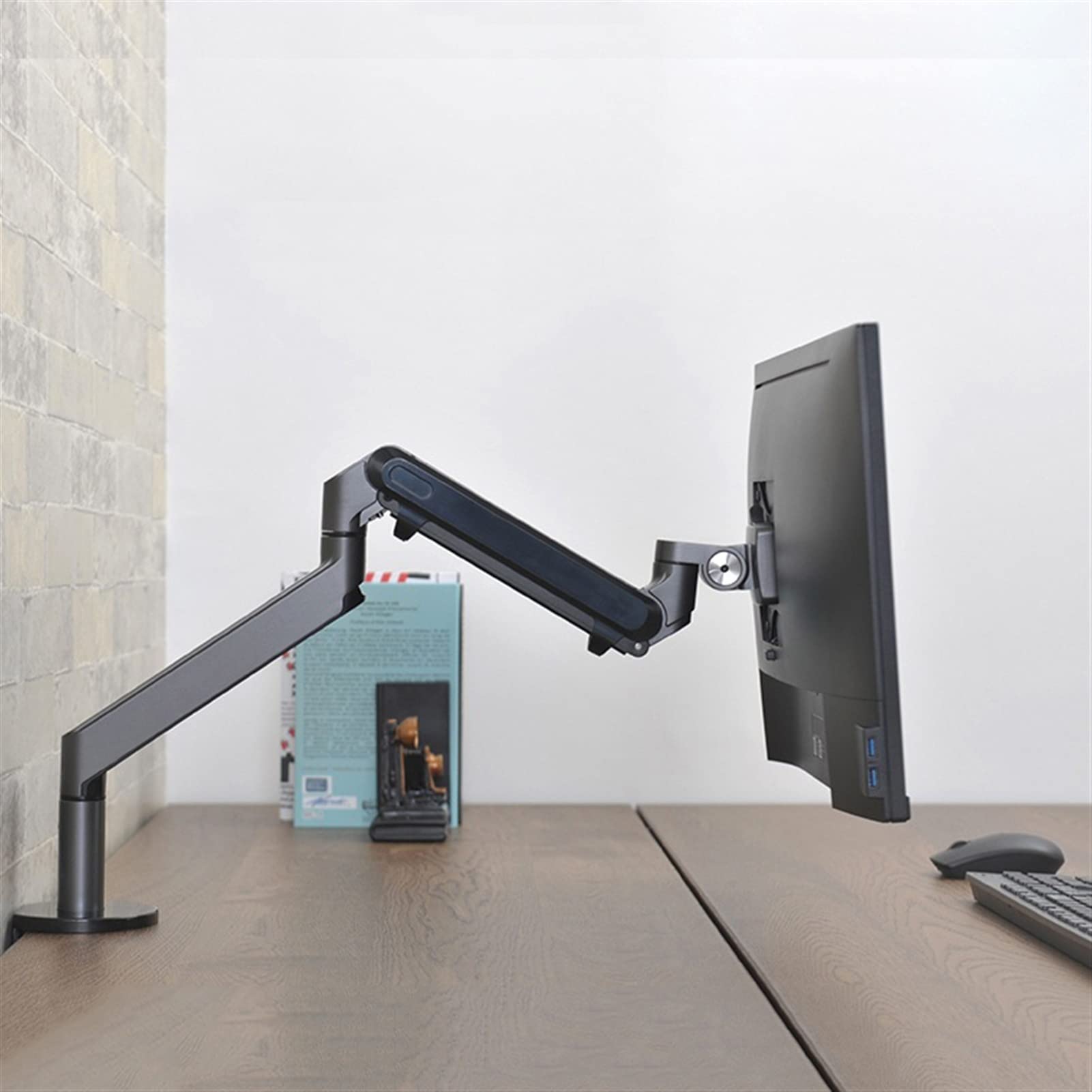 Adjustable Gas Spring Monitor Arm Stand for 17-32 Inch LCD LED Screens - Silver Gray Aluminum Single Monitor Mount Bracket - Perfect for Home Office, Gaming Setup & Workspace Ergonomics