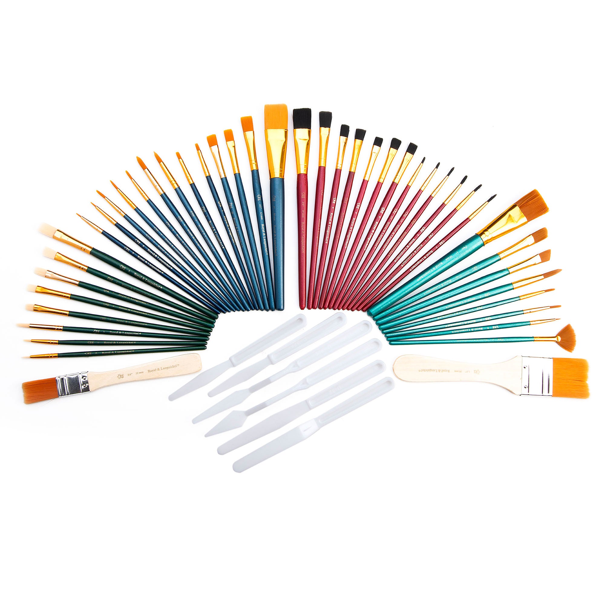 50-Piece All Media Paint Brush Set for Acrylic, Oil, Watercolor - Perfect for Artists, Beginners & Hobbyists - Ideal for Canvas, Paper & Wood Painting