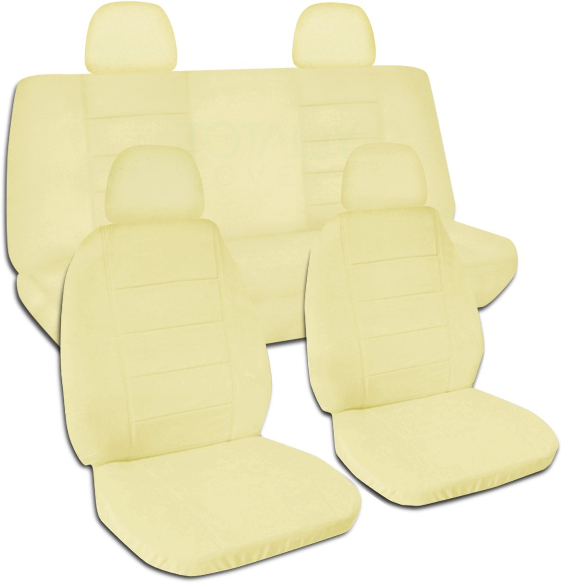 Universal Solid Color Car Seat Covers Full Set - Cream (4-Piece with Headrest Covers) - Fits Bucket & Bench Seats - Airbag/Seat Belt/Armrest Compatible - Perfect for SUVs, Sedans & Trucks - Easy Installation & Enhanced Protection