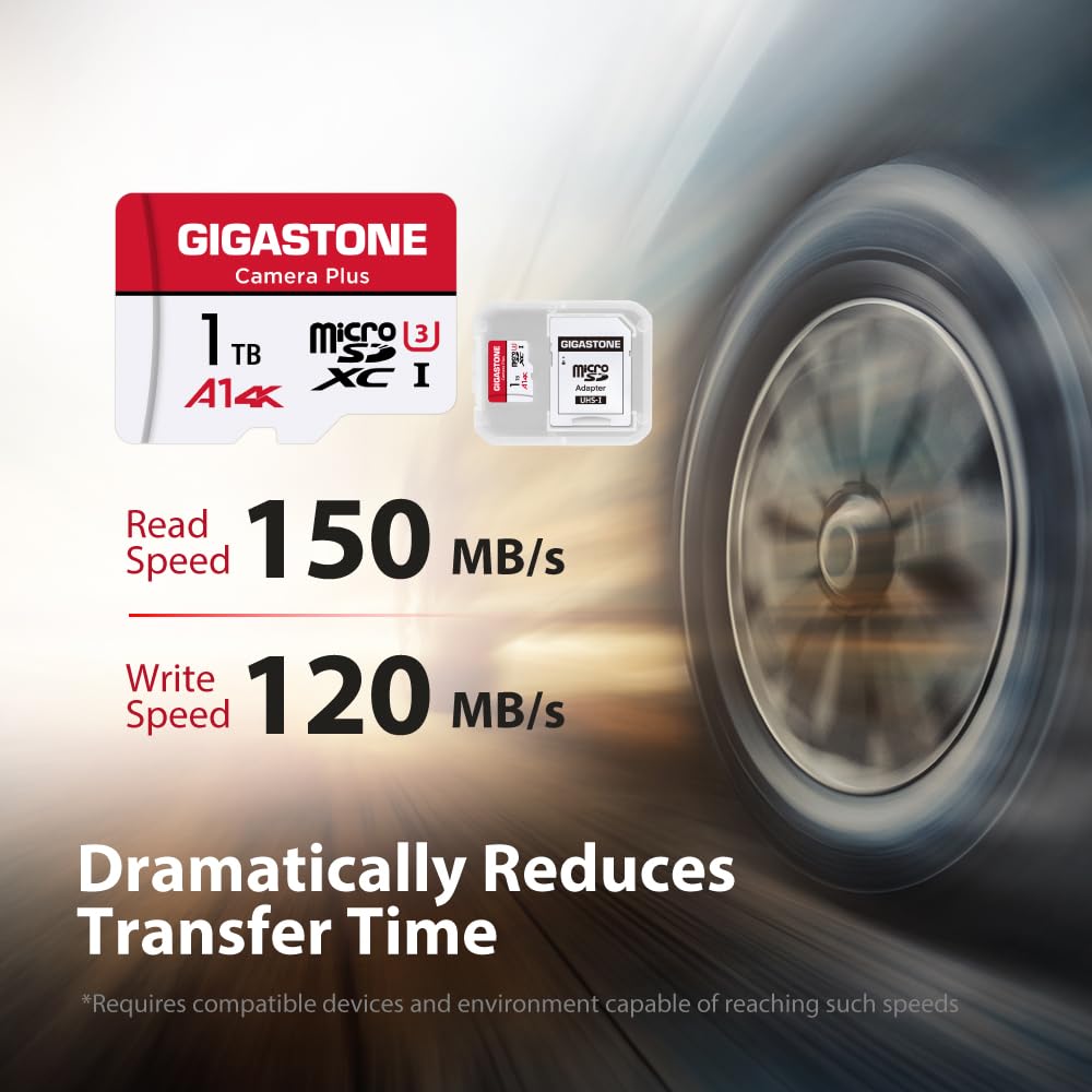GIGASTONE 1TB Micro SDXC Card - UHS-I U3 Class 10, A1 App Performance, 150MB/s Read Speed - Compatible with GoPro, Action Cameras, Nintendo Switch, Smartphones - Perfect for 4K Video Recording & High-Speed Gaming Storage