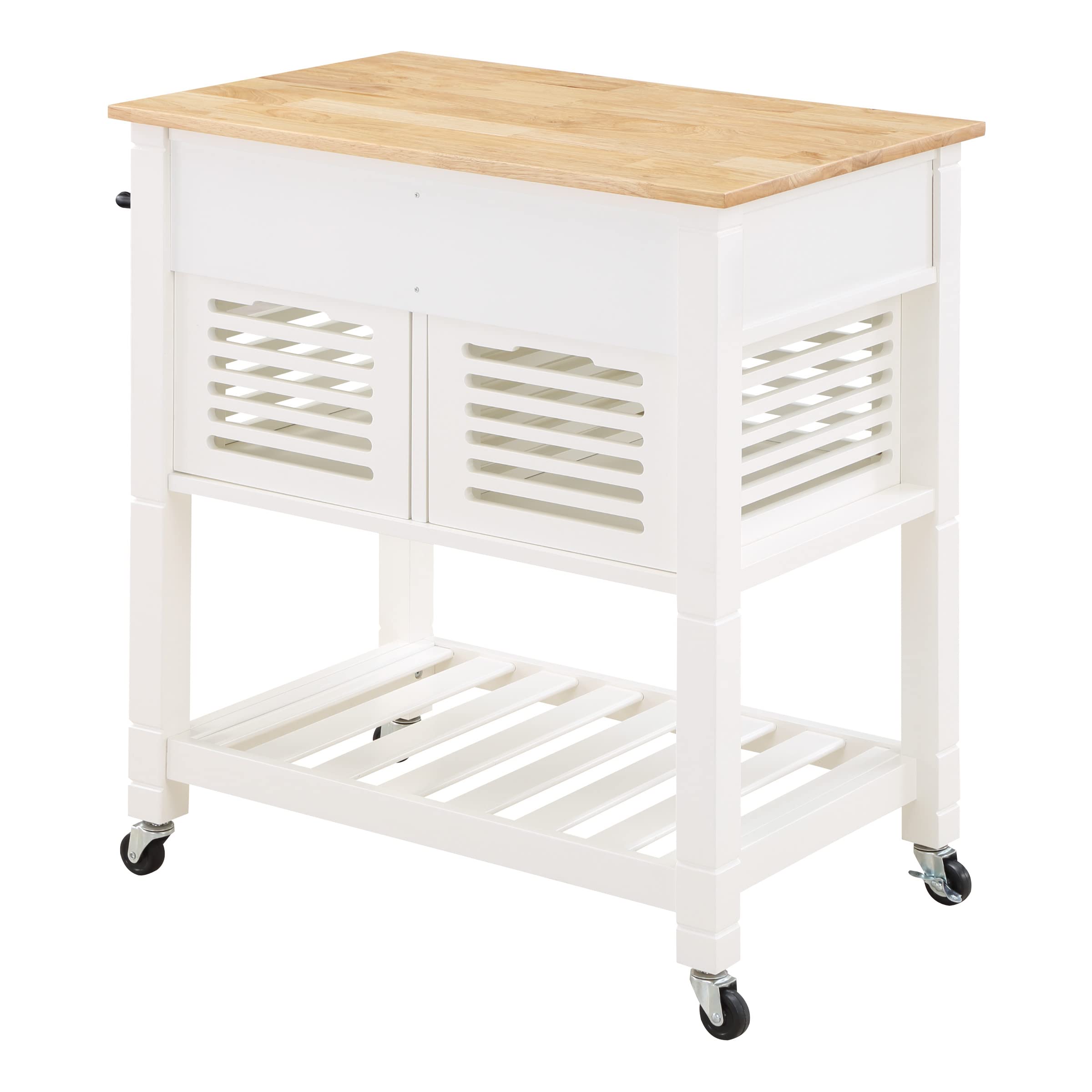 OSP Stafford Kitchen Cart with Granite Top & Grey Base - 2 Deep Drawers, Pull-Out Storage & Slatted Shelf - Perfect for Small Kitchens, Apartments & Outdoor Entertaining