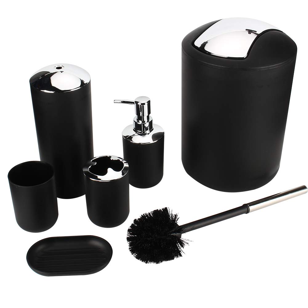 Premium 5-Piece Bathroom Set - Toothbrush Holder, Trash Can & Soap Dish | Modern Bathroom Accessories for Home & Hotel Use | Durable & Stylish Organization Solution
