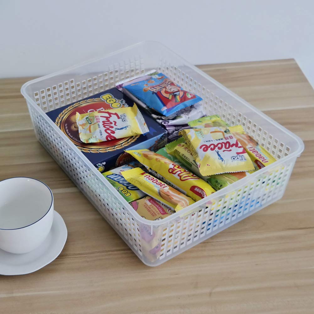 Kekow 6-Pack Clear Plastic File Organizer Trays - Stackable Paper Storage Baskets for Office, Home & School Organization | Perfect for Desk, Drawer & Shelf Storage