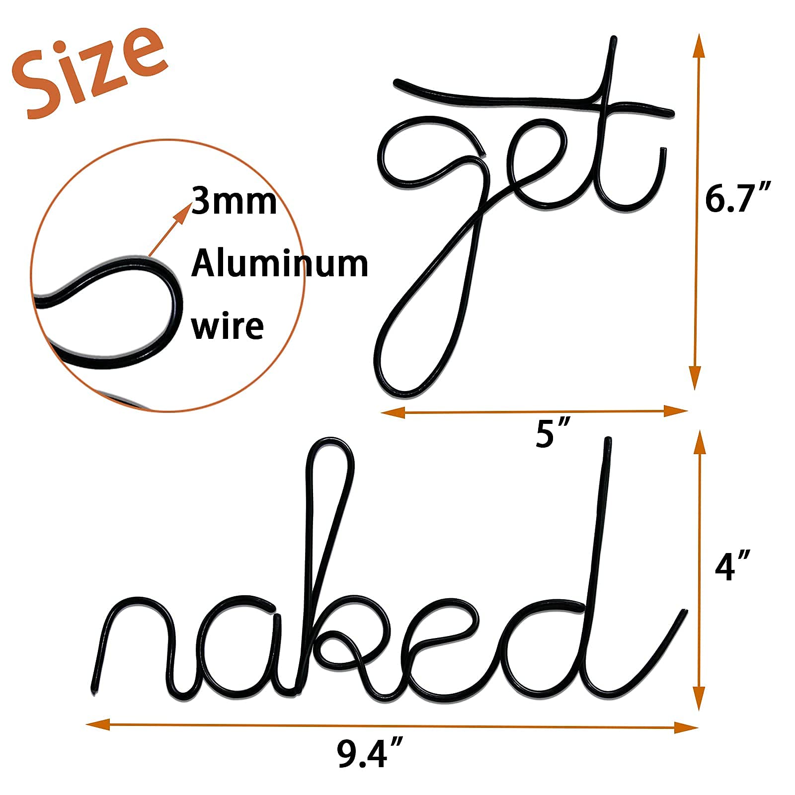 Funny Metal Wall Art Sign - 'Get Naked' Bathroom Decor for Home, Wedding & Bridal Gift (Black) | Perfect for Bathroom, Bedroom, or Unique Housewarming Present