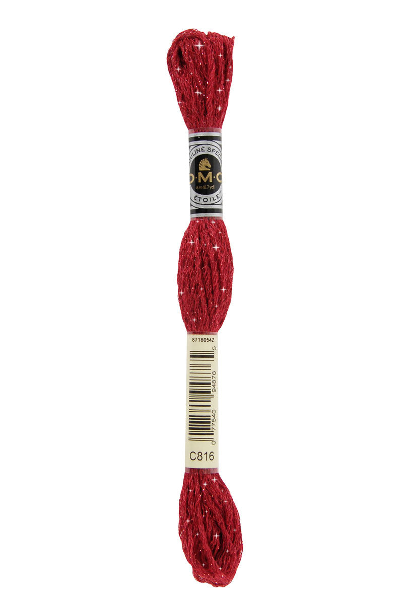 DMC C816 Mouliné Étoile Shimmer Embroidery Floss - Garnet Red Metallic Thread for Cross Stitch, Needlepoint & Hand Embroidery - Perfect for DIY Crafts, Scrapbooking & Home Decor Projects