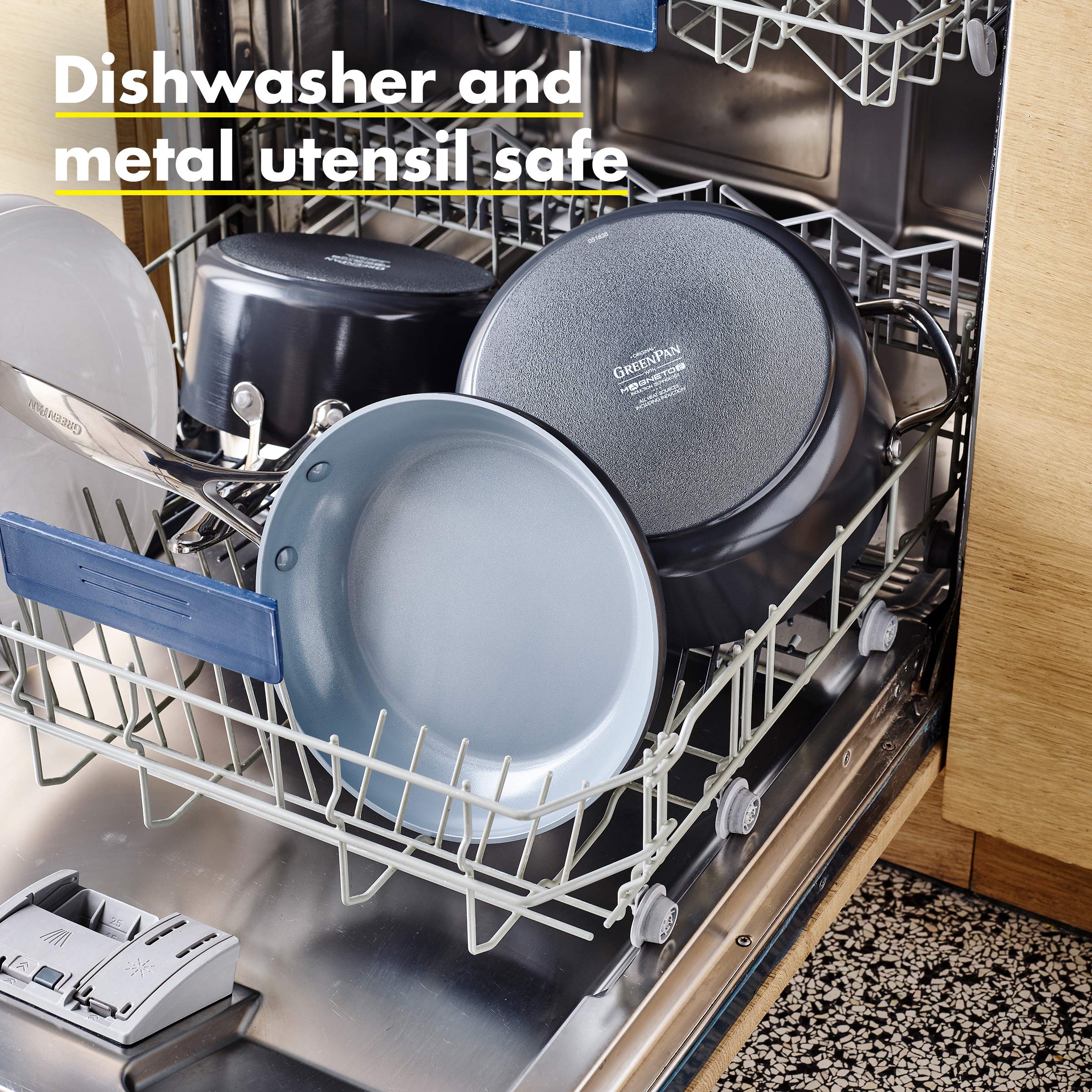 GreenPan Valencia Pro 11-Piece Non-Toxic Ceramic Nonstick Cookware Set with Square Griddle - Oven & Dishwasher Safe, PFAS-Free, Gray & Lima - Perfect for Healthy Cooking, Frying & Baking at Home