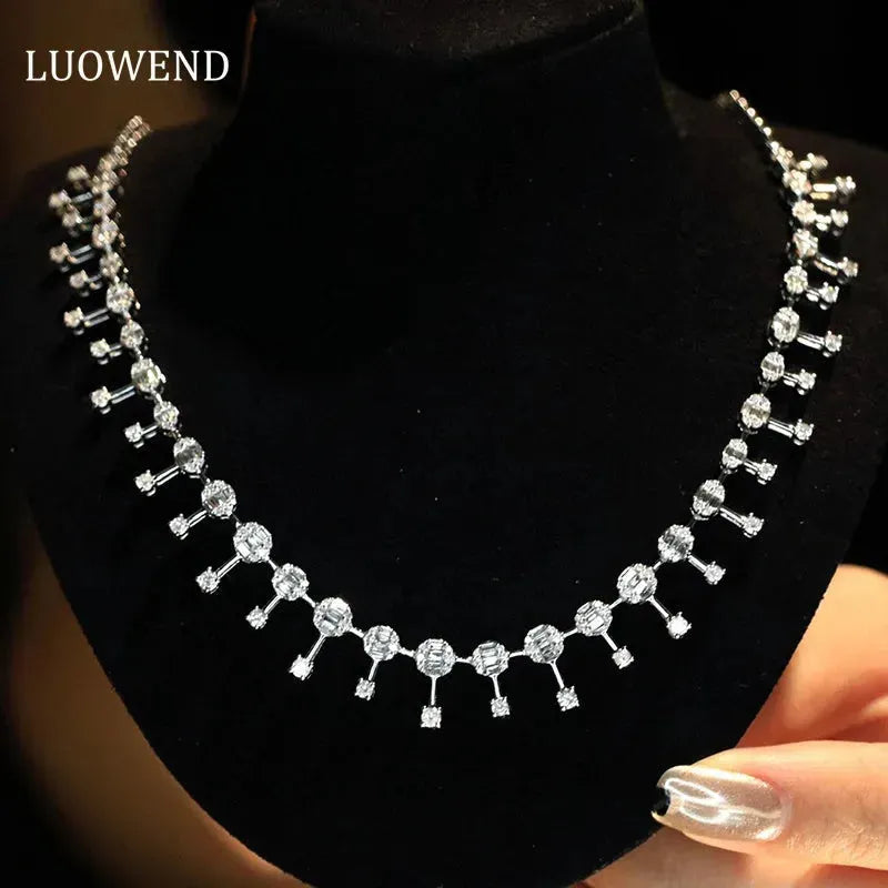 18K White Gold Diamond Necklace for Women - 2.6 Carat Real Natural Diamond Luxury Pendant with Sky Star Design - Perfect for Engagement, Wedding, Anniversary & Special Occasions