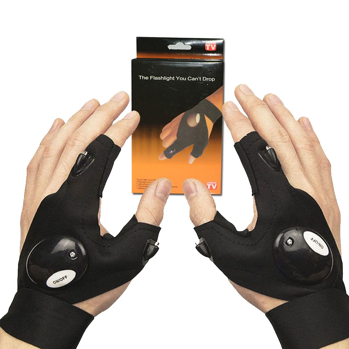 **LED Flashlight Gloves for Men - Fingerless Hands-Free Light Gloves for Fishing, Camping, Hiking & Running - Perfect Gift for Dad & Husband - Ideal for Dark Places & Repairs**    *(Use Cases: Night fishing, emergency repairs, outdoor adventures, jogging in low-light conditions, DIY projects, and power outages.)*