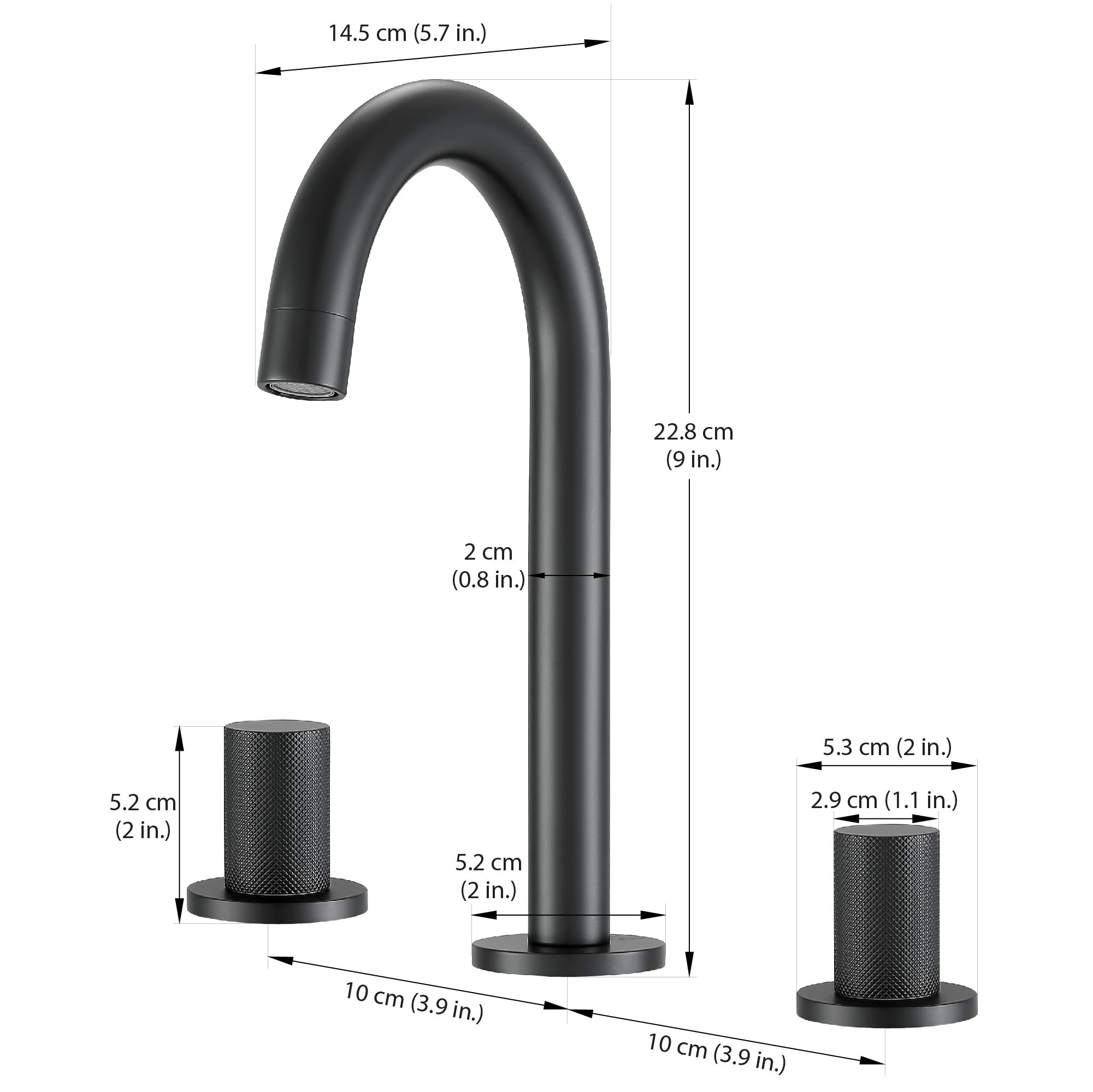Ancona Industria Matte Black Widespread Bathroom Faucet - Modern 8 Inch Centerset Bathroom Sink Faucet with High Arc Spout for Vanity, Powder Room & Guest Bathroom