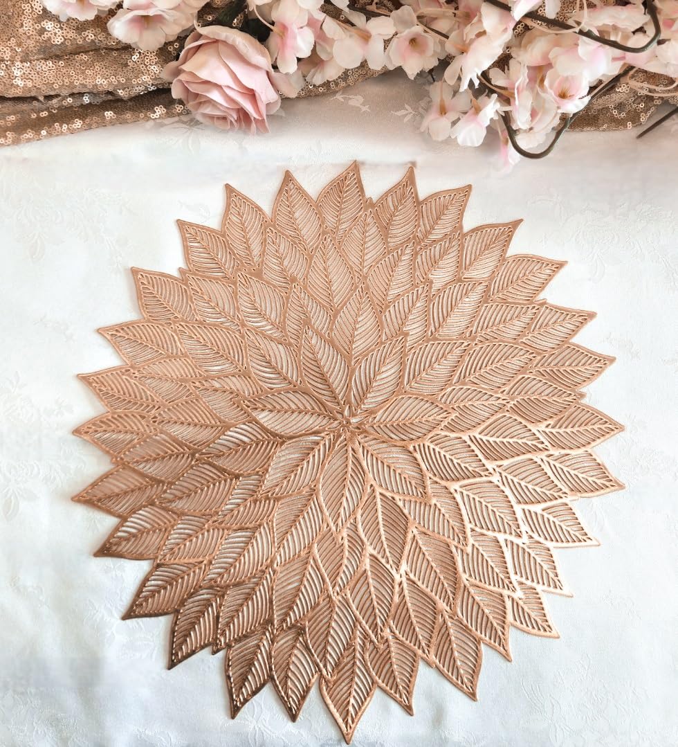 120-Piece Pressed Vinyl Metallic Placemats Set - Elegant Rose Gold Wedding Table Decor for Parties, Banquets & Special Occasions