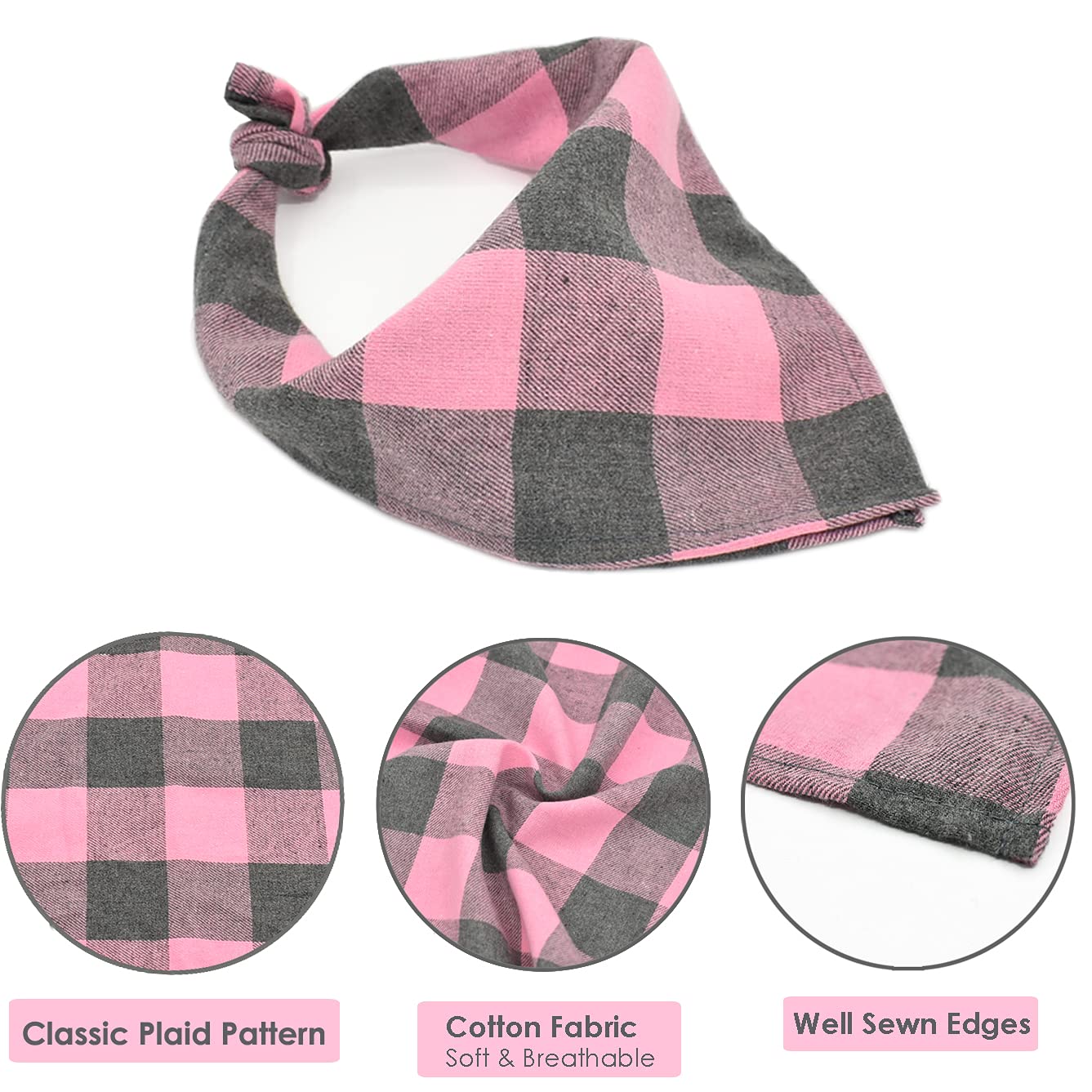 Bubblepup Plaid Dog Bandana - Soft Cotton Pet Bandana for Small, Medium & Large Dogs - Adjustable Dog Scarf & Triangle Bib - Perfect for Daily Walks, Pet Photos & Special Occasions