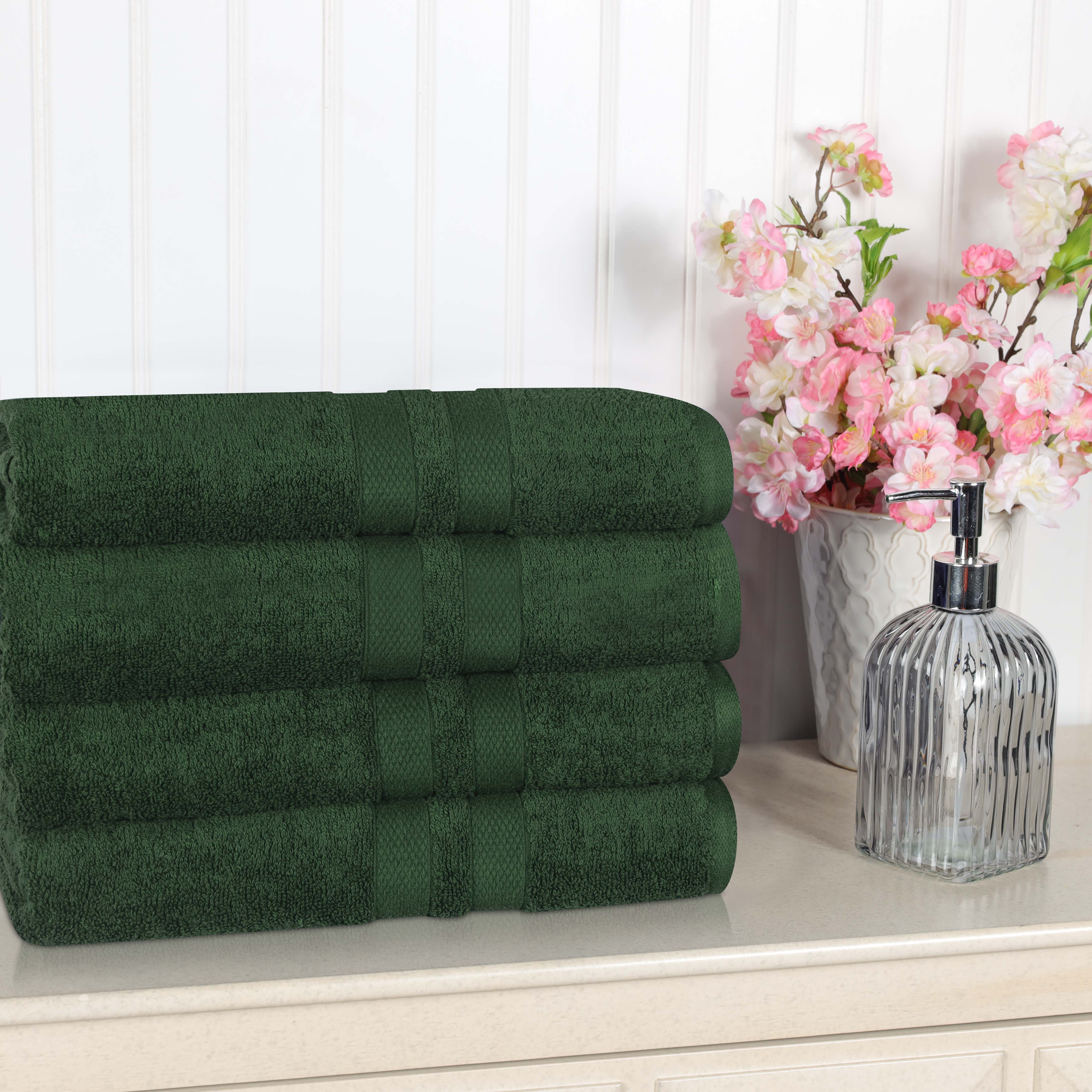 Ultra Soft Cotton Absorbent Bath Towel Set - 4 Piece Solid Color Collection for Spa, Bathroom & Beach Use