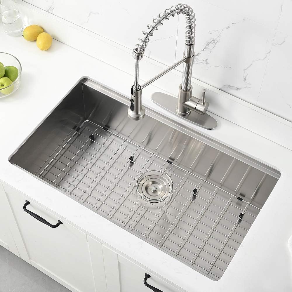 30x19 Inch Undermount Stainless Steel Kitchen Sink Workstation - 16 Gauge Commercial Grade Deep Single Bowl Sink with Cutting Board | Perfect for Restaurants, Food Prep & Busy Home Kitchens