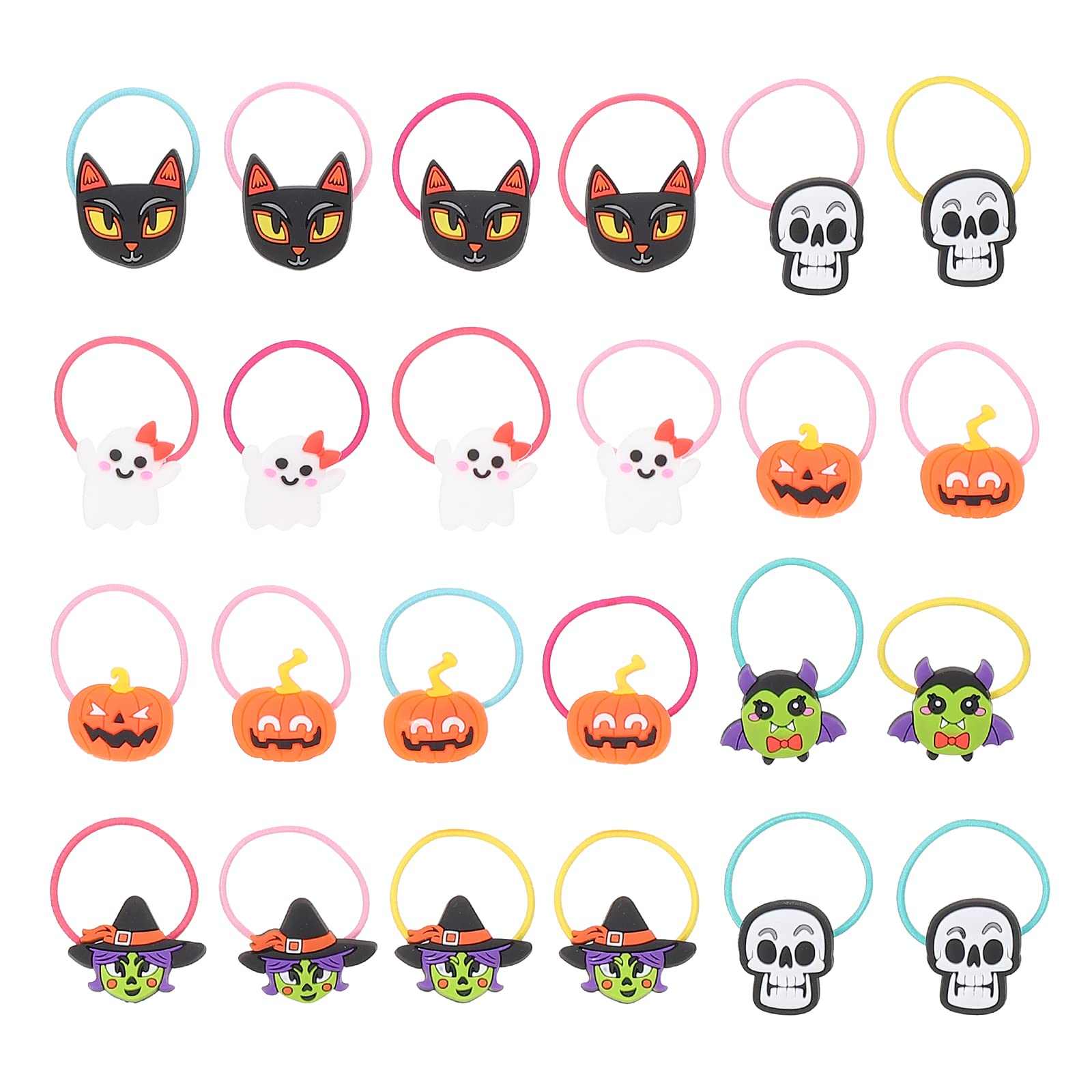 LUOZZY 24 Pcs Halloween Hair Ties for Fine Hair - Soft Elastic Hair Bands for Women & Girls - Mixed Colors Hairstyle Holders - Perfect for Costumes, Parties & Everyday Use