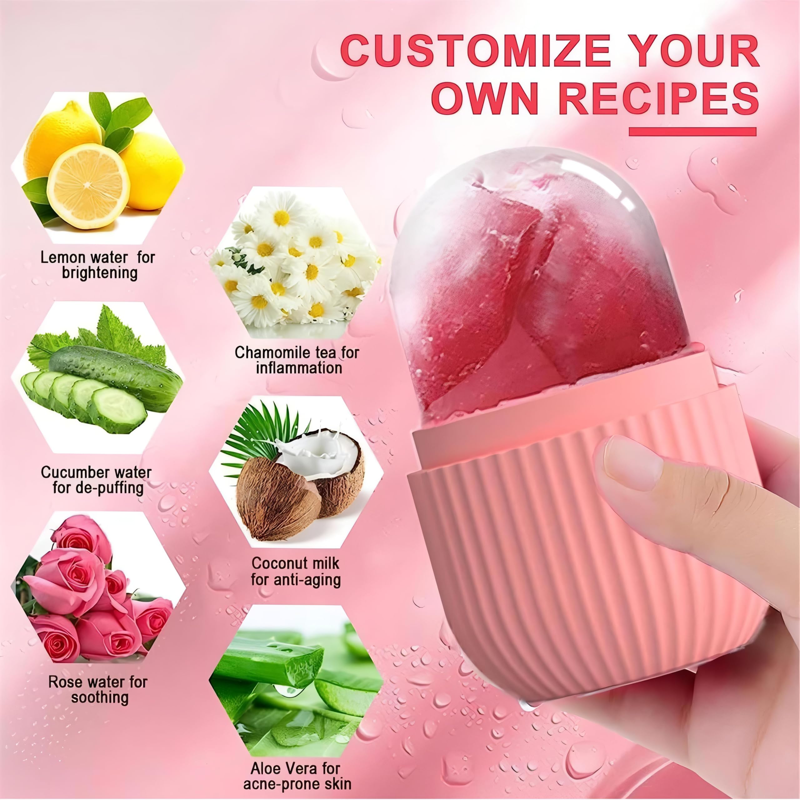 Ice Roller for Face Massage - Reusable & Unbreakable Face Ice Roller for Men & Women | Reduces Puffy Eyes & Promotes Glowing Skin | Perfect for Morning Routine, Post-Workout Recovery & Skincare Therapy (Pack of 1)