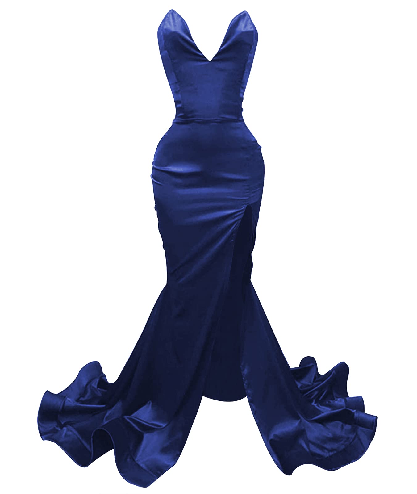 Elegant Mermaid Prom Dress with High Slit - Strapless Satin Formal Evening Gown for Homecoming, Pageant & Special Occasions