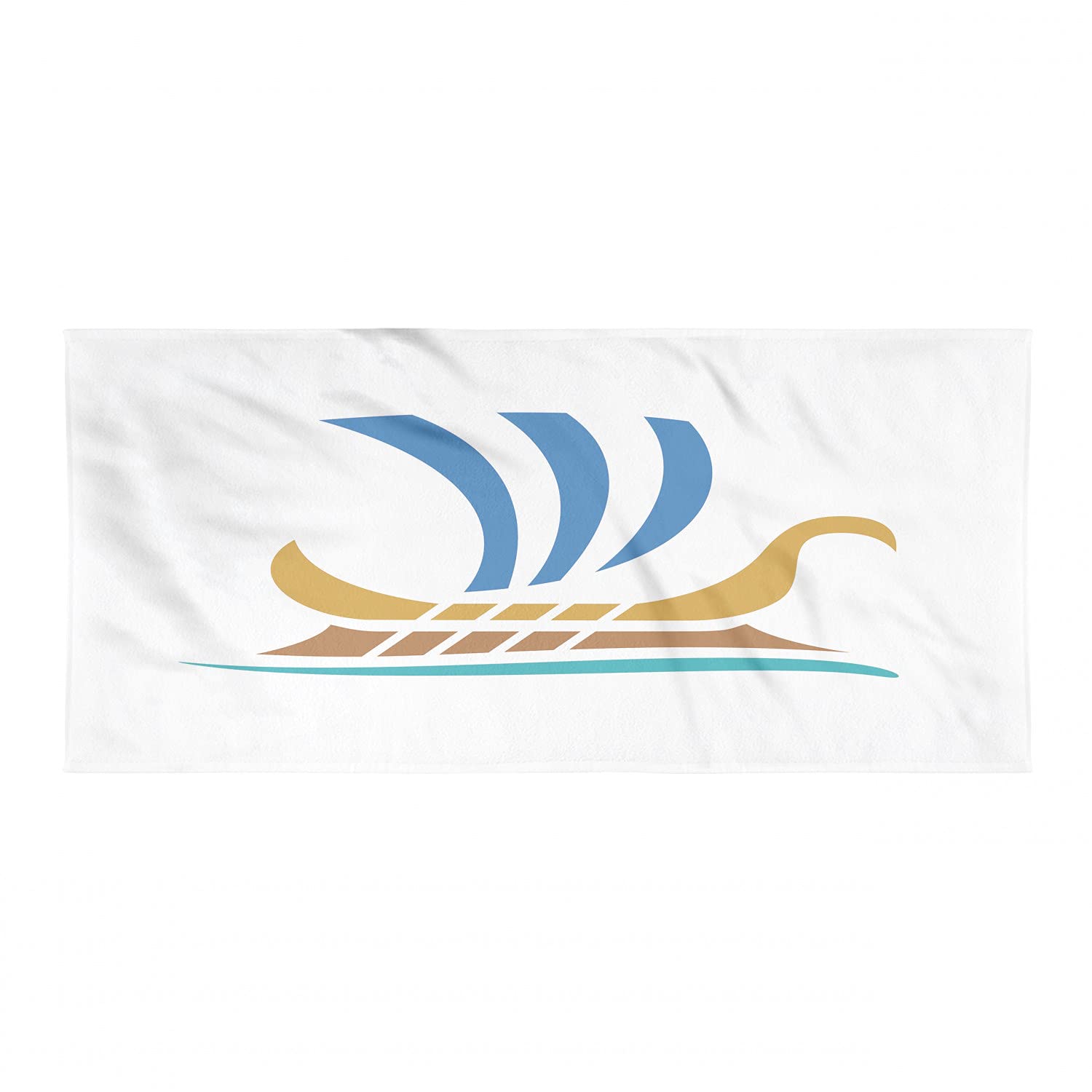 Ambesonne Odyssey Quick Dry Hiking Towel - Lightweight Microfiber Camping & Backpacking Towel with Greek Ship Design, Sea Green Ginger - Perfect for Outdoor Adventures, Beach Trips, Gym & Sports Activities