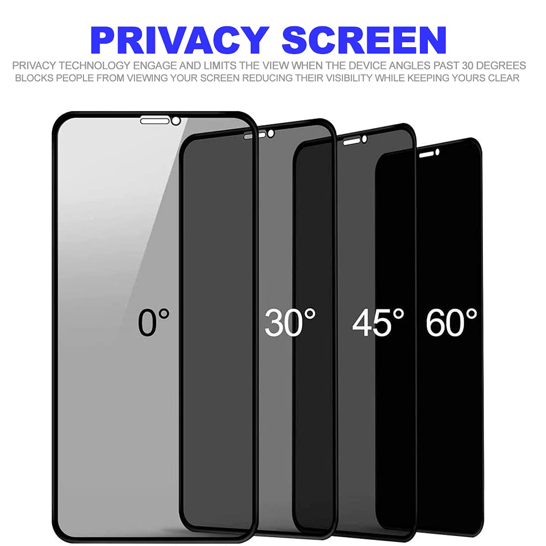KIQ Premium Tempered Glass Screen Protector for iPhone 11 Pro Max/XS Max - 9H Hardness, Anti-Scratch, Bubble-Free, Privacy Black, Easy Installation | Perfect for Office Privacy & Outdoor Protection