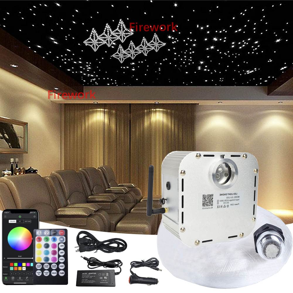 32W Twinkle Starlight Headliner Kit - 700pcs Mixed 13.1ft/4m Fiber Optic Lights with RGBW Sound Sensor - Music Sync & APP/Remote Control for Home & Car Ceiling Decor | Perfect for Bedrooms, Theaters & Romantic Ambiance