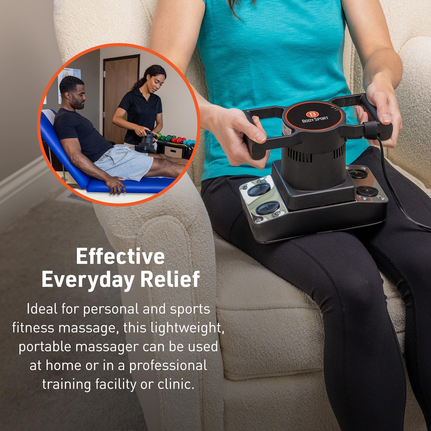 Body Sport Therapeutic Dual Speed Professional Vibrating Massager for Pain Relief & Muscle Recovery – High-Powered Deep Tissue Massager for Back, Neck, Shoulders – Perfect for Athletes, Office Workers & Post-Workout Recovery