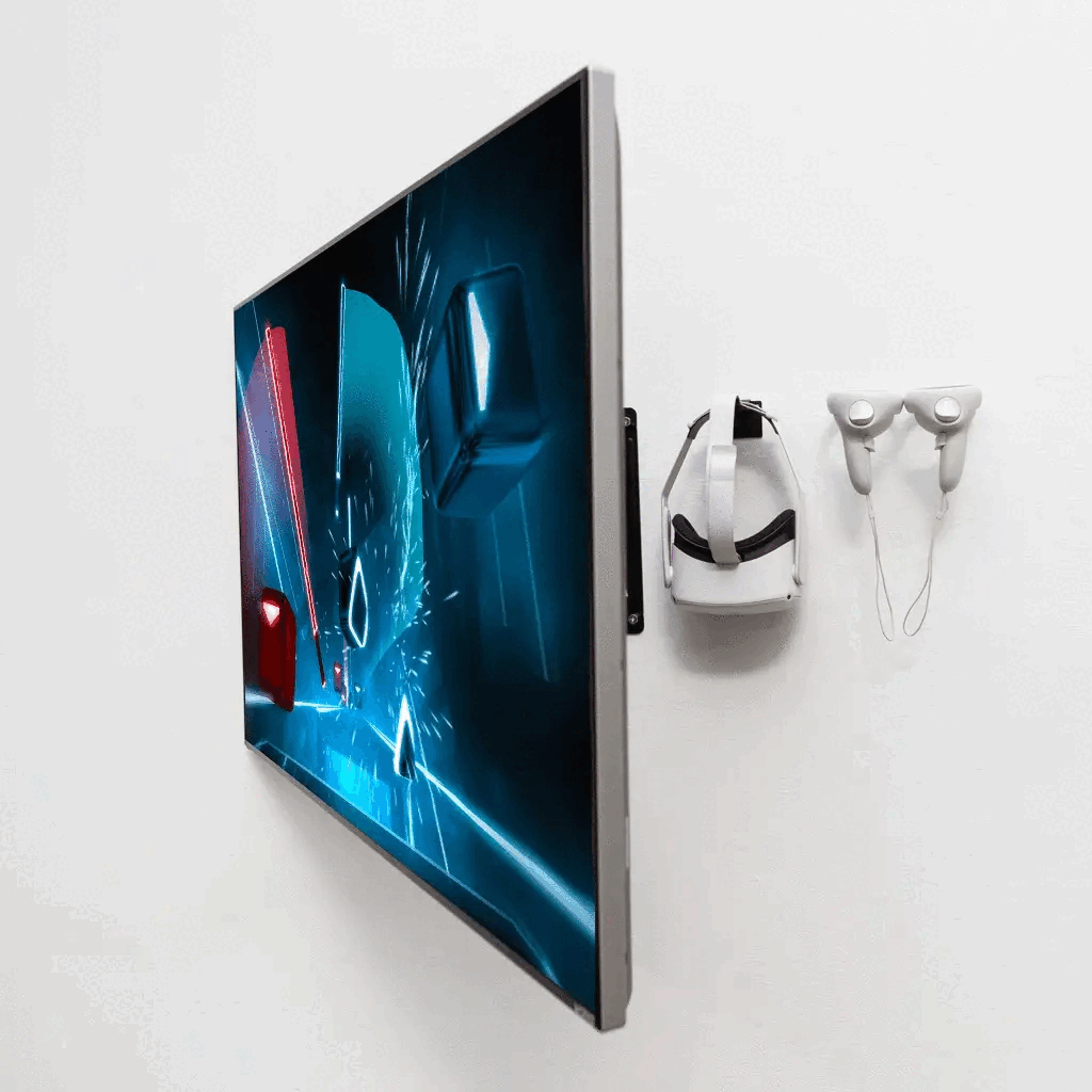 HIDEit Wall Mount Bundle for Oculus Quest 2 - Black | VR Headset Storage Solution | Perfect for Gaming Rooms & Home Theaters