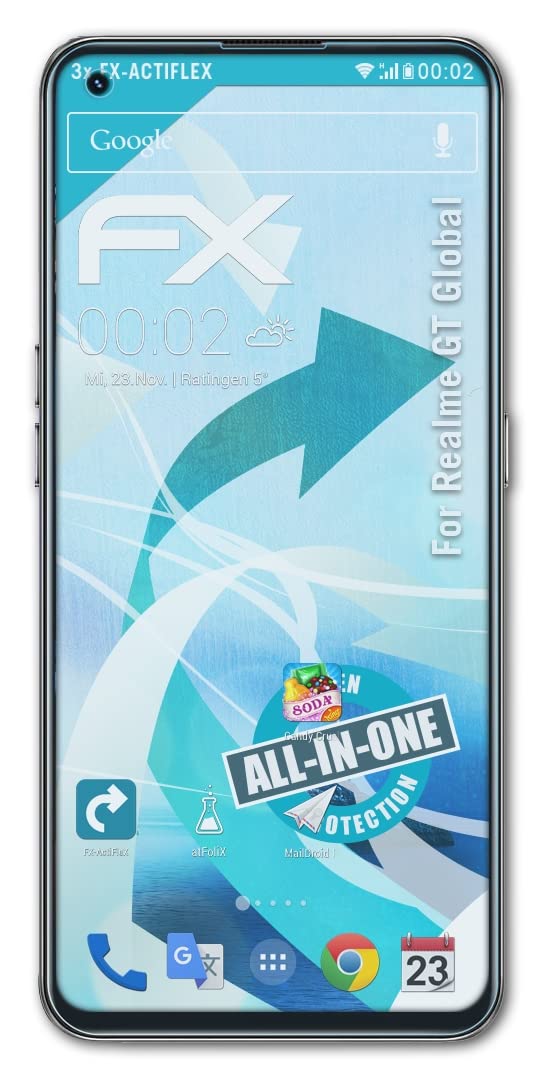 Realme GT Global Screen Protector - 3 Pack Ultra Clear Flexible FX Film for Scratch & Impact Protection - Perfect for Gaming, Work & Everyday Use