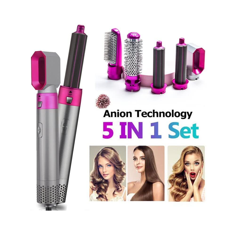SHOPECOM 3 in 1 Multifunctional Hot Hair Brush with Hair Dryer & Curler - Volumizing Hair Straightener, Rotating Styling Brush, Blow Dry Diffuser for Smooth, Wavy or Curly Hair - Perfect for Home, Salon & Travel Use