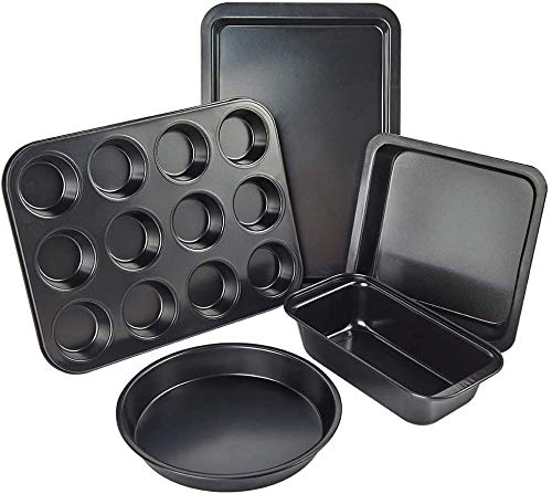 Premium Carbon Steel Nonstick Bakeware Set - 10-Piece Cake Baking Tools Kit for Home Bakers | Perfect for Cakes, Cookies, Muffins & More