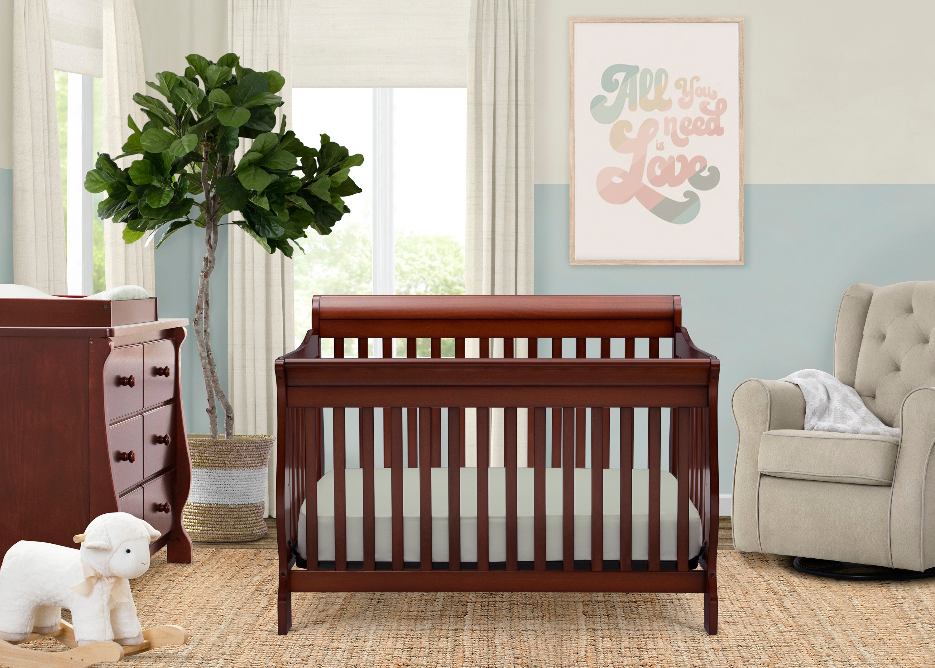 Canton 4-in-1 Convertible Baby Crib - Toddler Bed, Daybed & Full-Size Bed - Safe Nursery Furniture for Newborns & Kids - Perfect for Bedrooms, Daycare & Guest Rooms