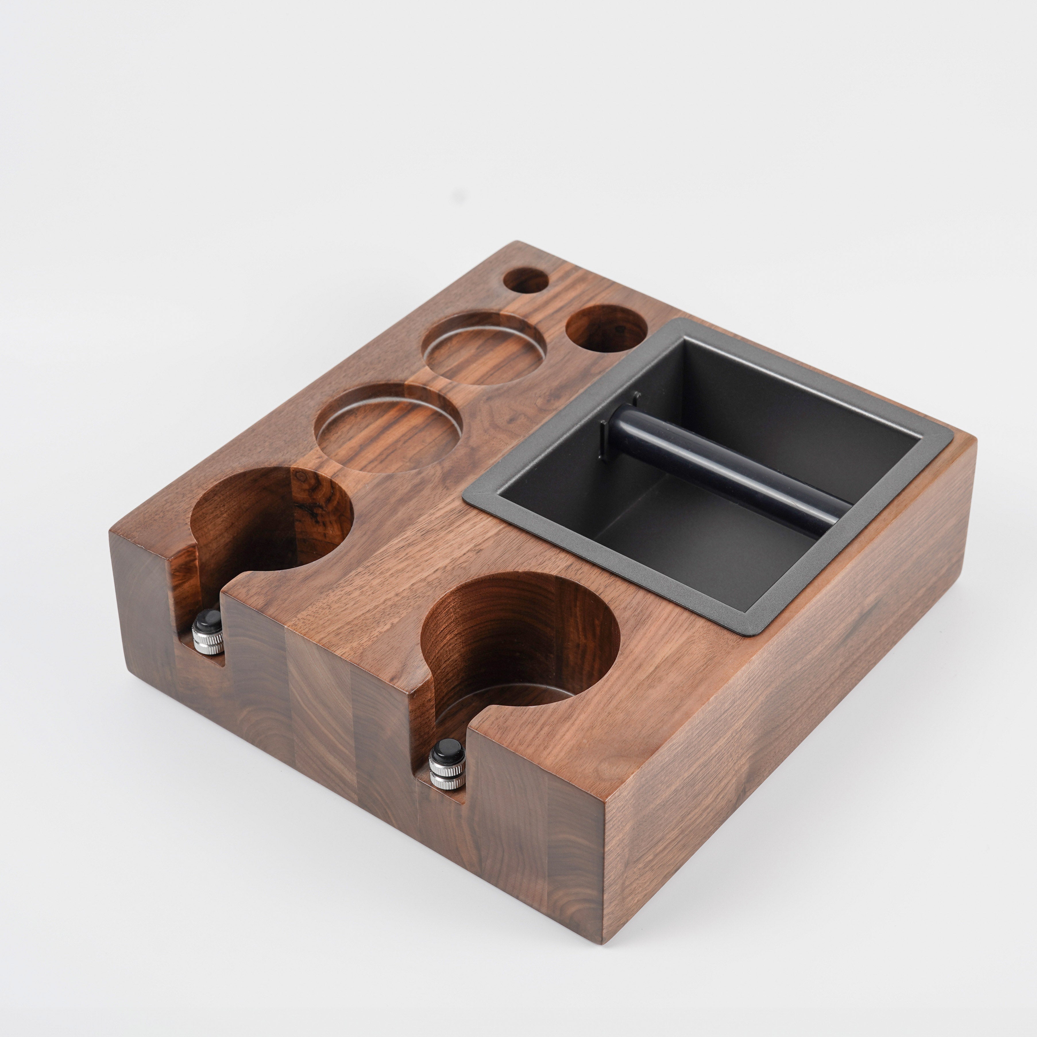Professional Barista Coffee Tamping Station with Built-in Knock Box - Espresso Workspace Organizer for Home & Cafe Use