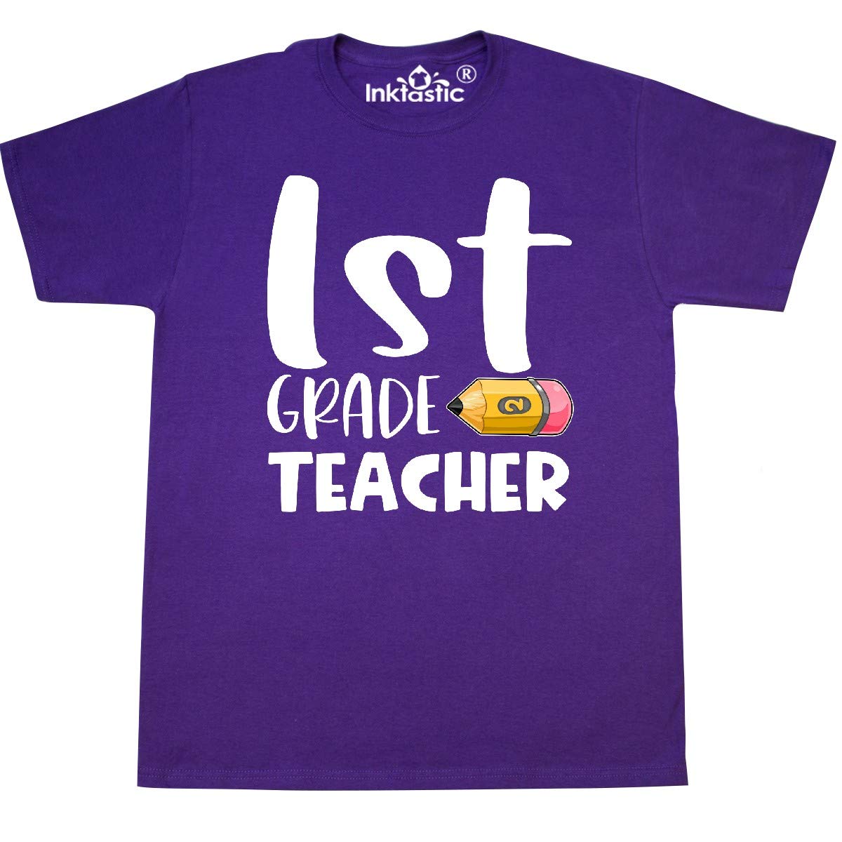 Inktastic First Grade Teacher Pencil Graphic T-Shirt - Fun & Comfortable Tee for Classroom, School Events & Teacher Appreciation Gifts