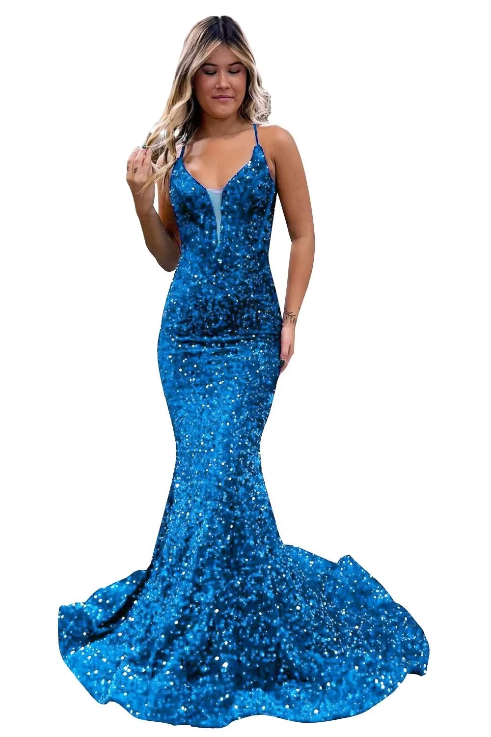Elegant Mermaid Sequin Prom Dress for Women - Long Corset Formal Evening Gown with Spaghetti Straps | Perfect for Homecoming, Pageants, and Special Occasions