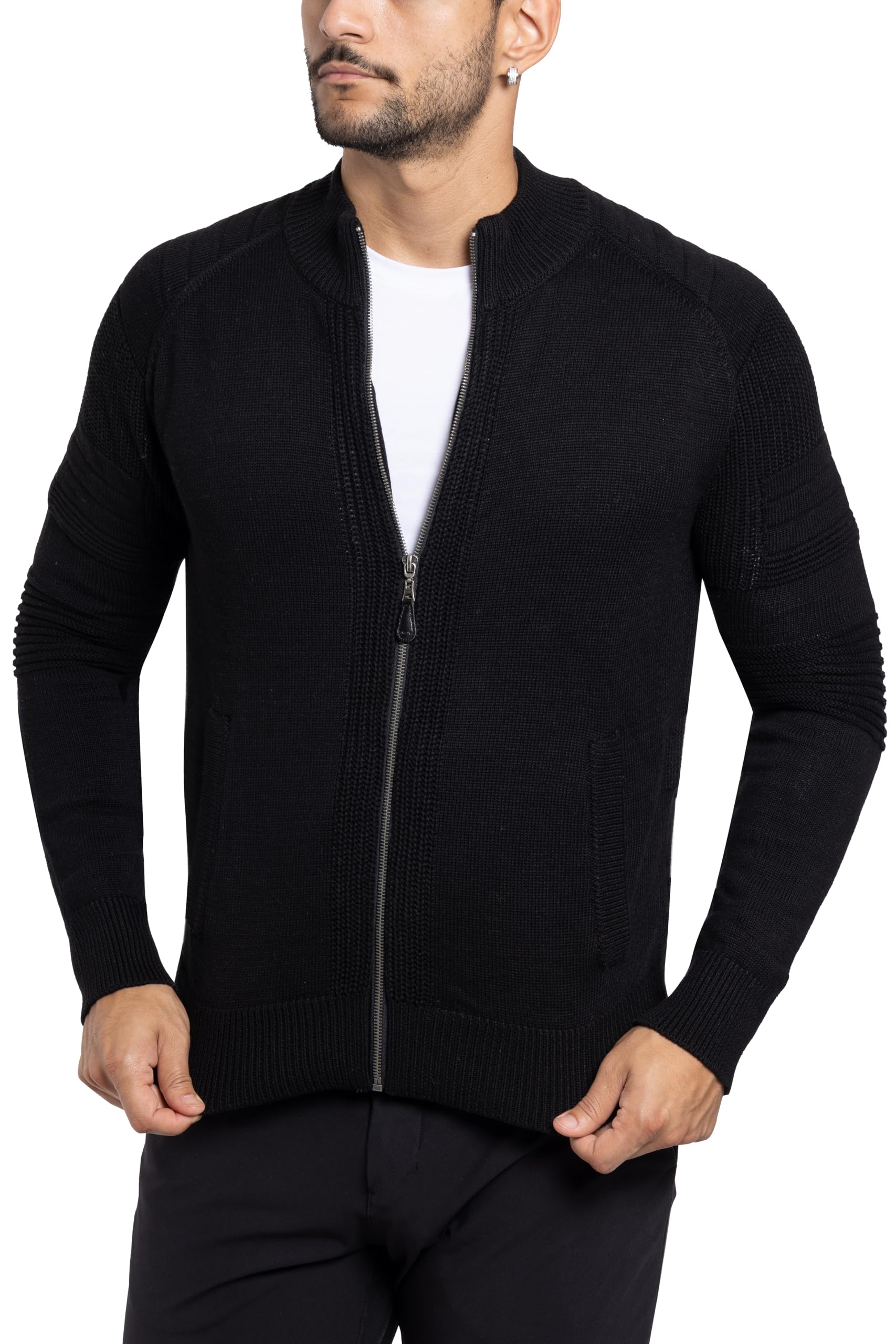 Men's X RAY Slim Fit Zip Up Cardigan Sweater - Lightweight Knit Jacket for Spring & Fall (Big & Tall Sizes) - Perfect for Casual Wear, Office & Outdoor Activities