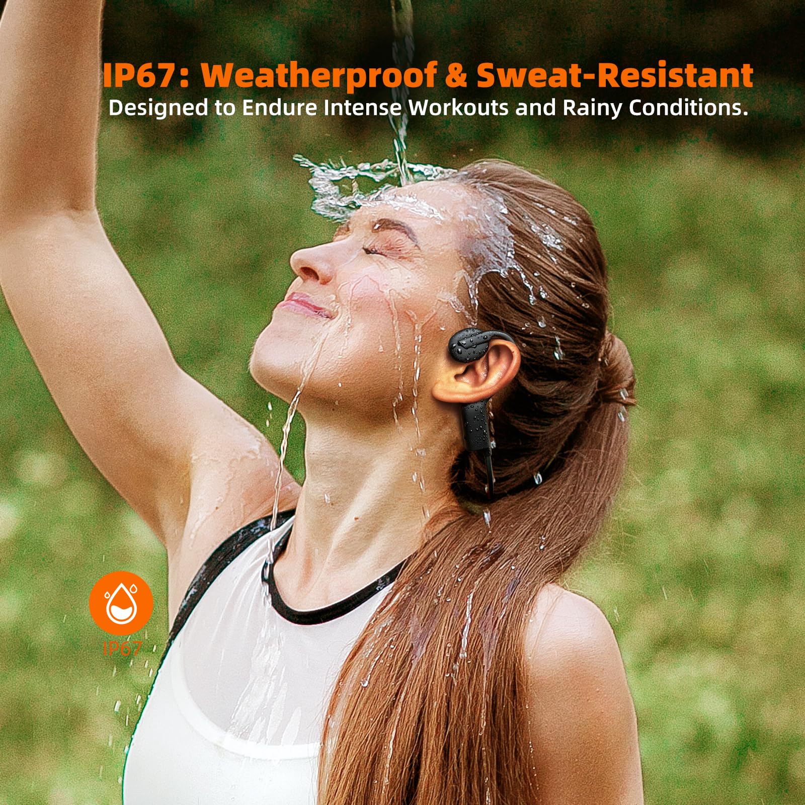 **Bone Conduction Headphones Wireless Bluetooth 5.3 - Open Ear Headphones with Mic, IP67 Sweatproof & Skin-Friendly Design, 28H Playtime & Fast Charging - Ideal for Running, Cycling, Hiking & Outdoor Sports**