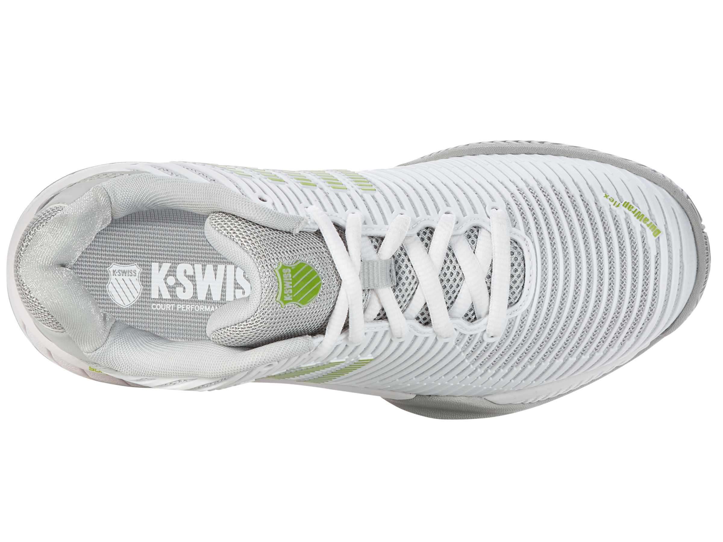 Hypercourt Express 2 Men's Tennis Shoes - White/Gray Violet/Lime Green | Lightweight Performance Court Shoes for Tennis & Pickleball | Ideal for Competitive Play & Training