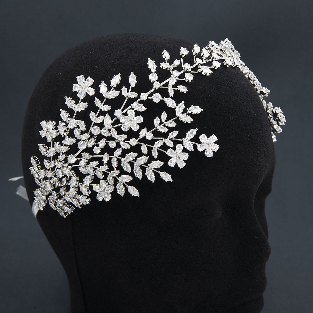 3/4 Round Cubic Zirconia Bridal Wedding Headband - Sparkling Tiara Hairband for Women (HG115) | Perfect for Bridal Showers, Weddings & Special Occasions