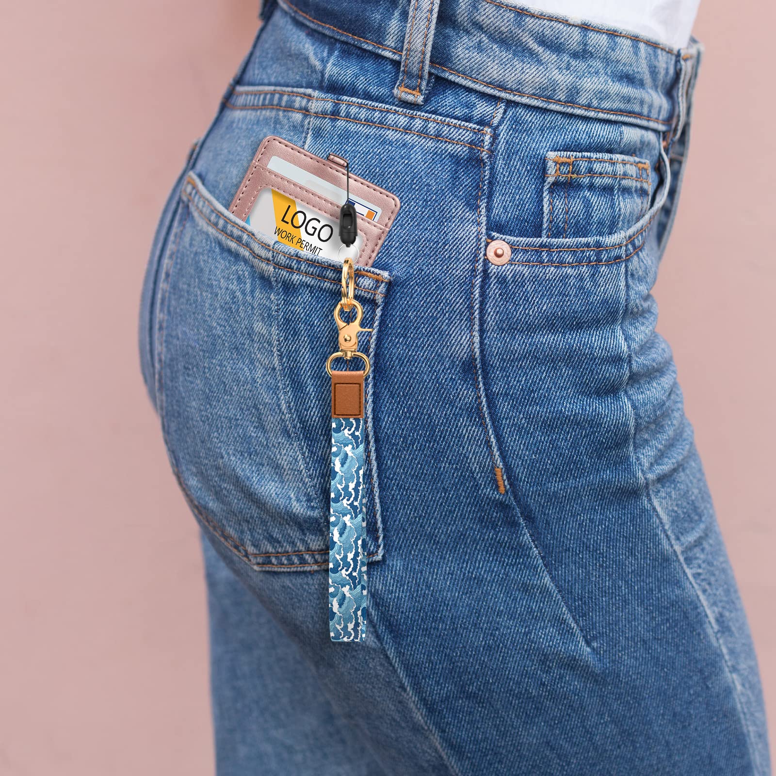 Stylish Wrist Lanyard Keychain for Women & Men - Secure Holder for Car Keys, ID Badges, Cards, Wallet & Phone - Perfect for Work, Travel & Outdoor Activities