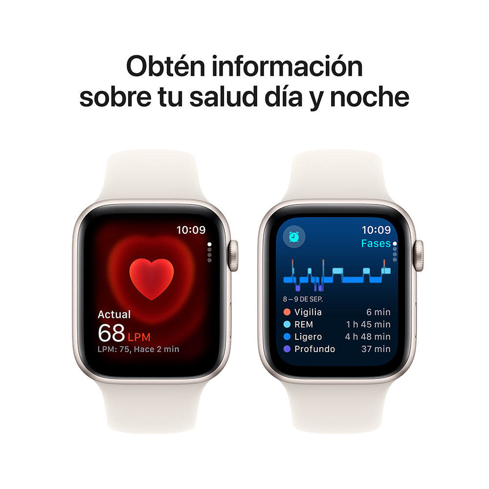 Apple Watch SE GPS 44mm - Starlight Aluminum Case with White Sport Band S/M - Perfect for Fitness Tracking & Everyday Wear